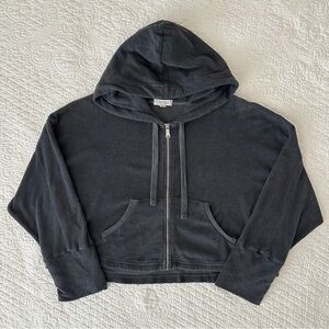 Crossley Women's Cropped Terry Cloth Zip Up Hoodie Sweatshirt XS Made in Italy